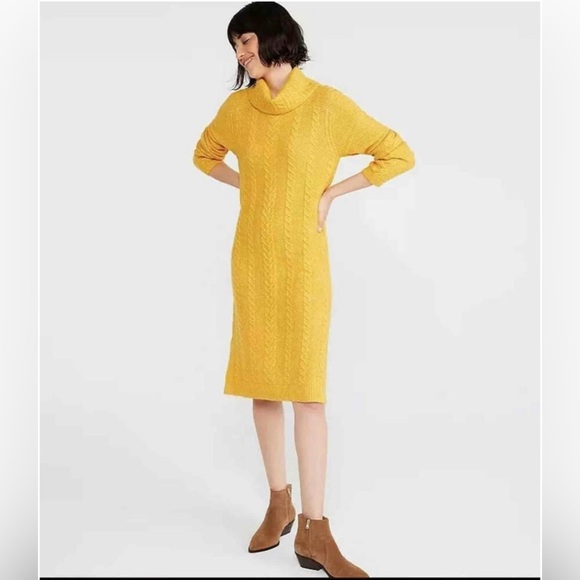 Ann Taylor Dresses & Skirts - Ann Taylor Yellow Cable Knit Long Sleeve
Turtleneck Petite Large